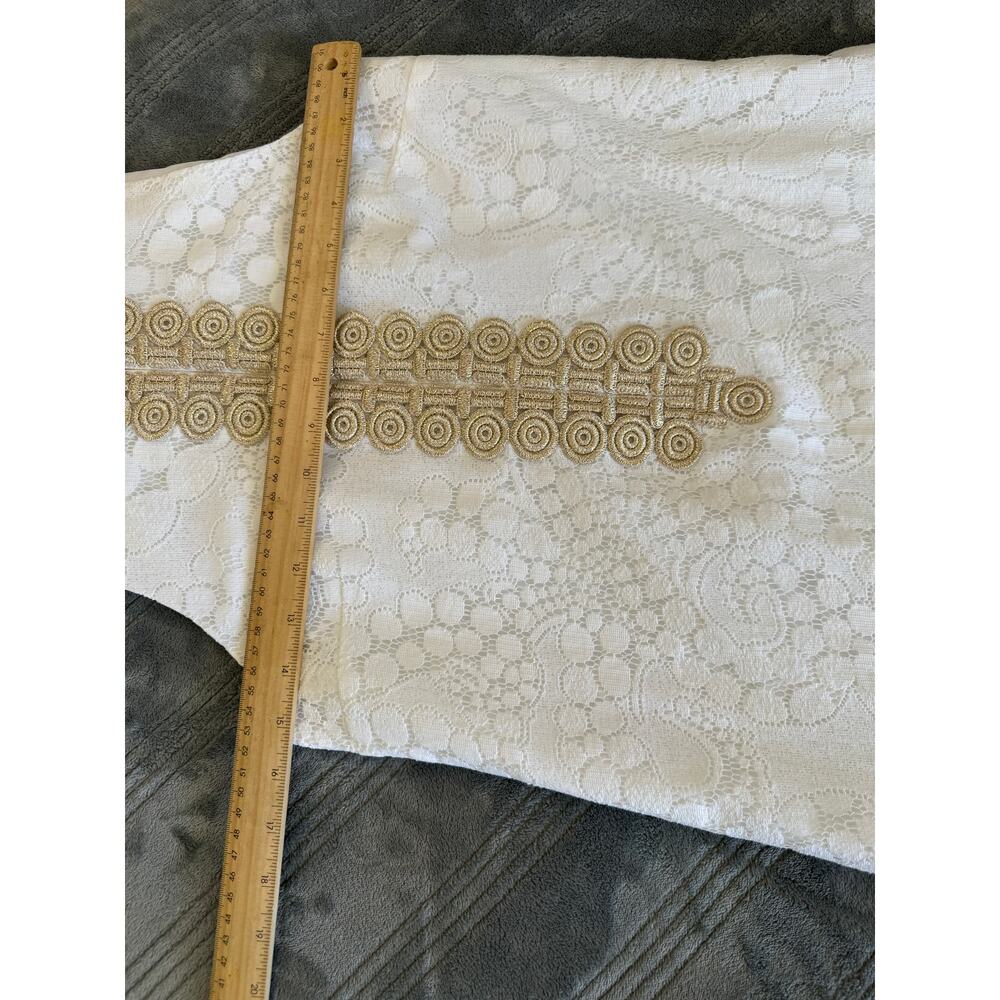 Lilly Pulitzer Jane Shift Dress White Mocean Lace Gold Trim Sleeveless Womens 00 - Picture 8 of 14
